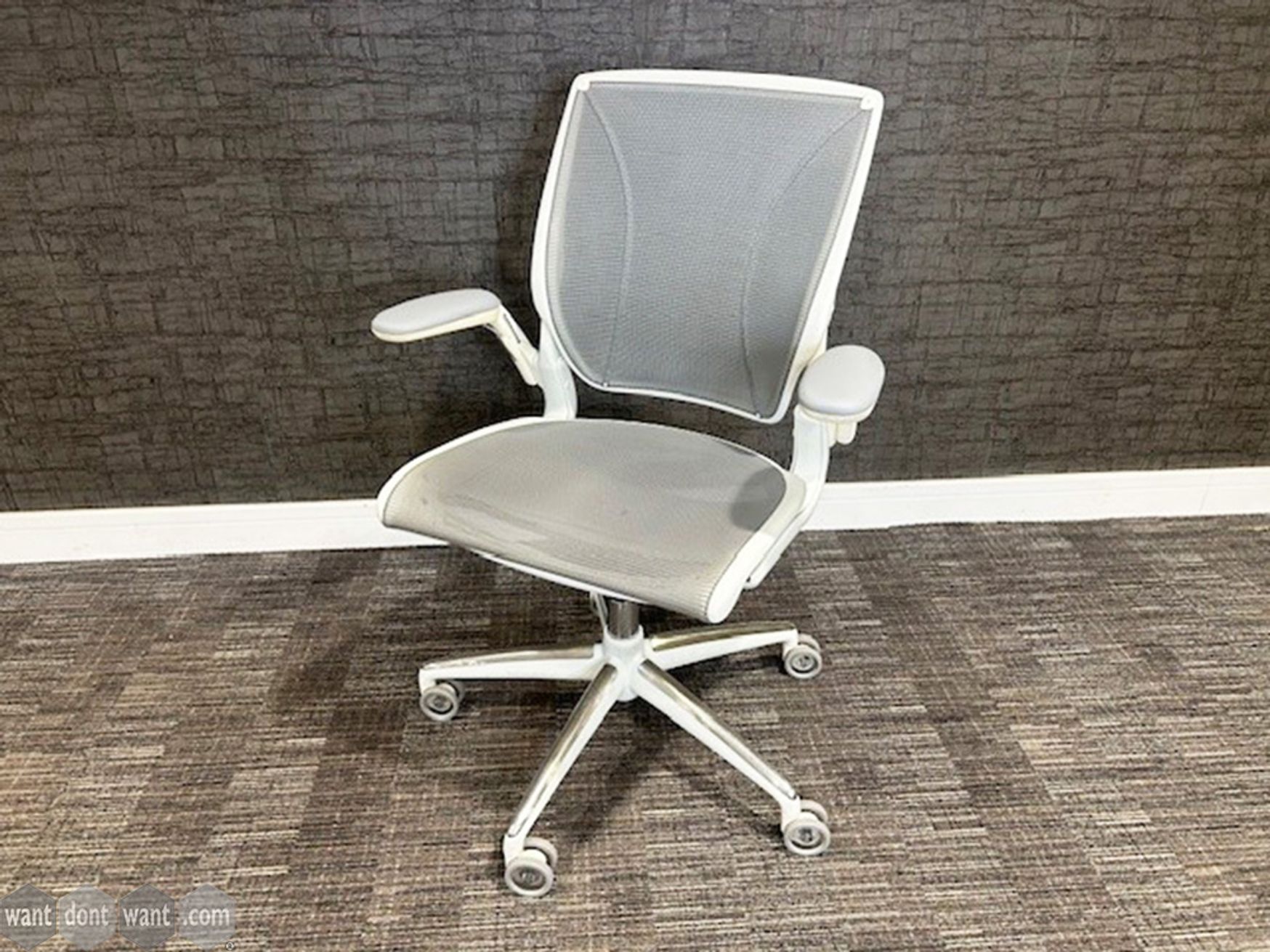 Used Humanscale Diffrient World chairs in Grey mesh