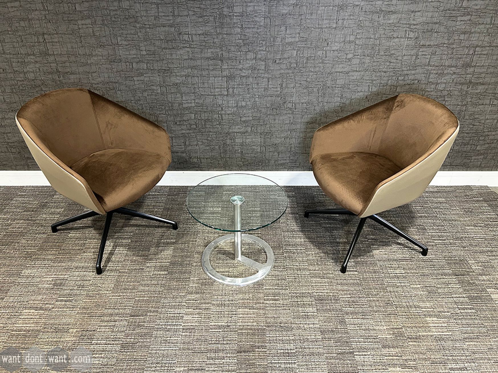 Never used Boss Design 'Paloma' chairs with felt fabric and leather shell