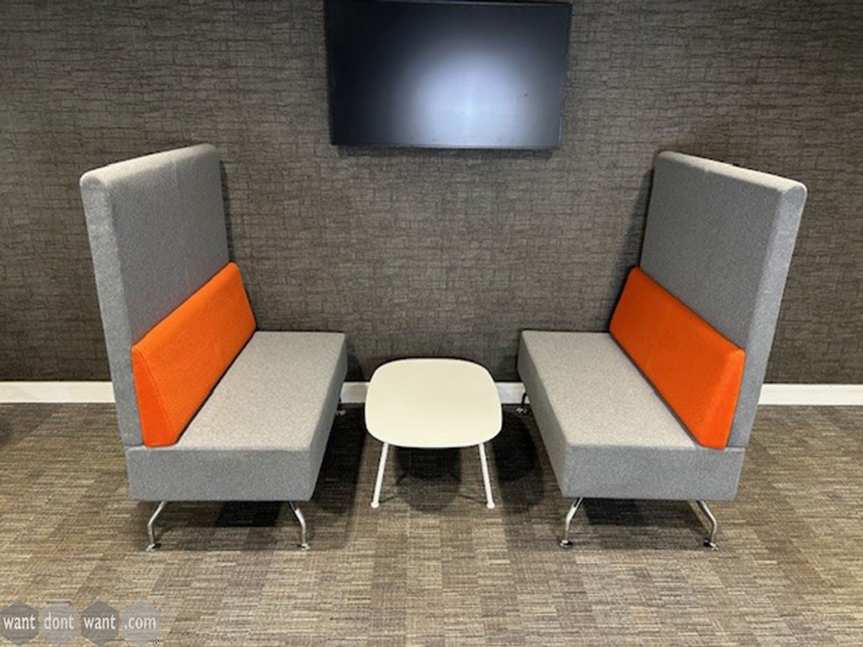 Used Orangebox banquet seating in orange