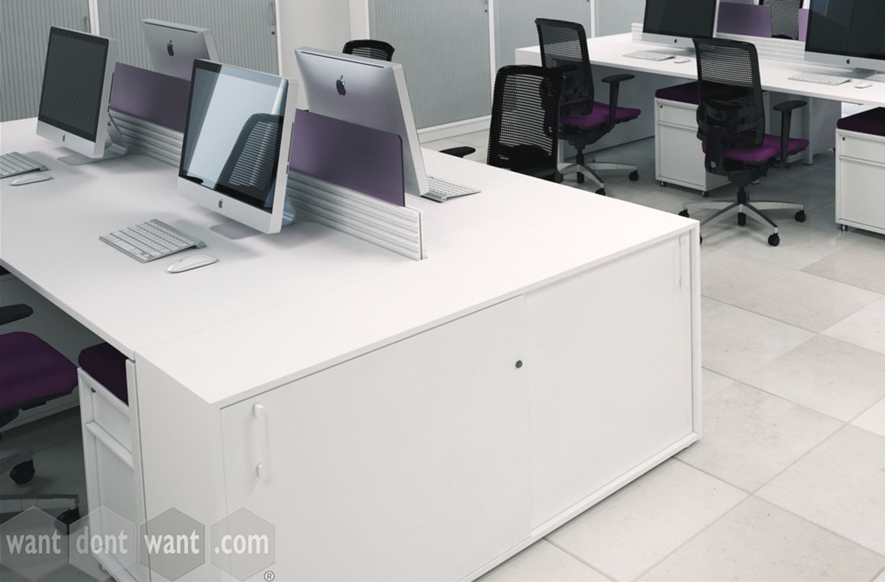 Brand New Desk End Sliding Door Storage Cupboards