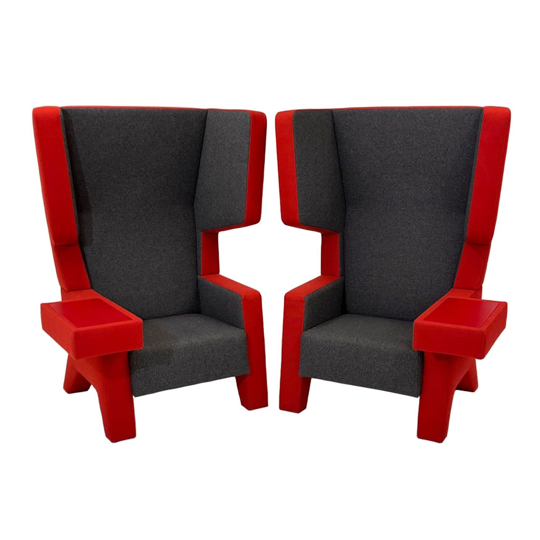 Refurbished Ear 001 Chair by Prooff in Two-Tone Upholstery (Grey/Red)
