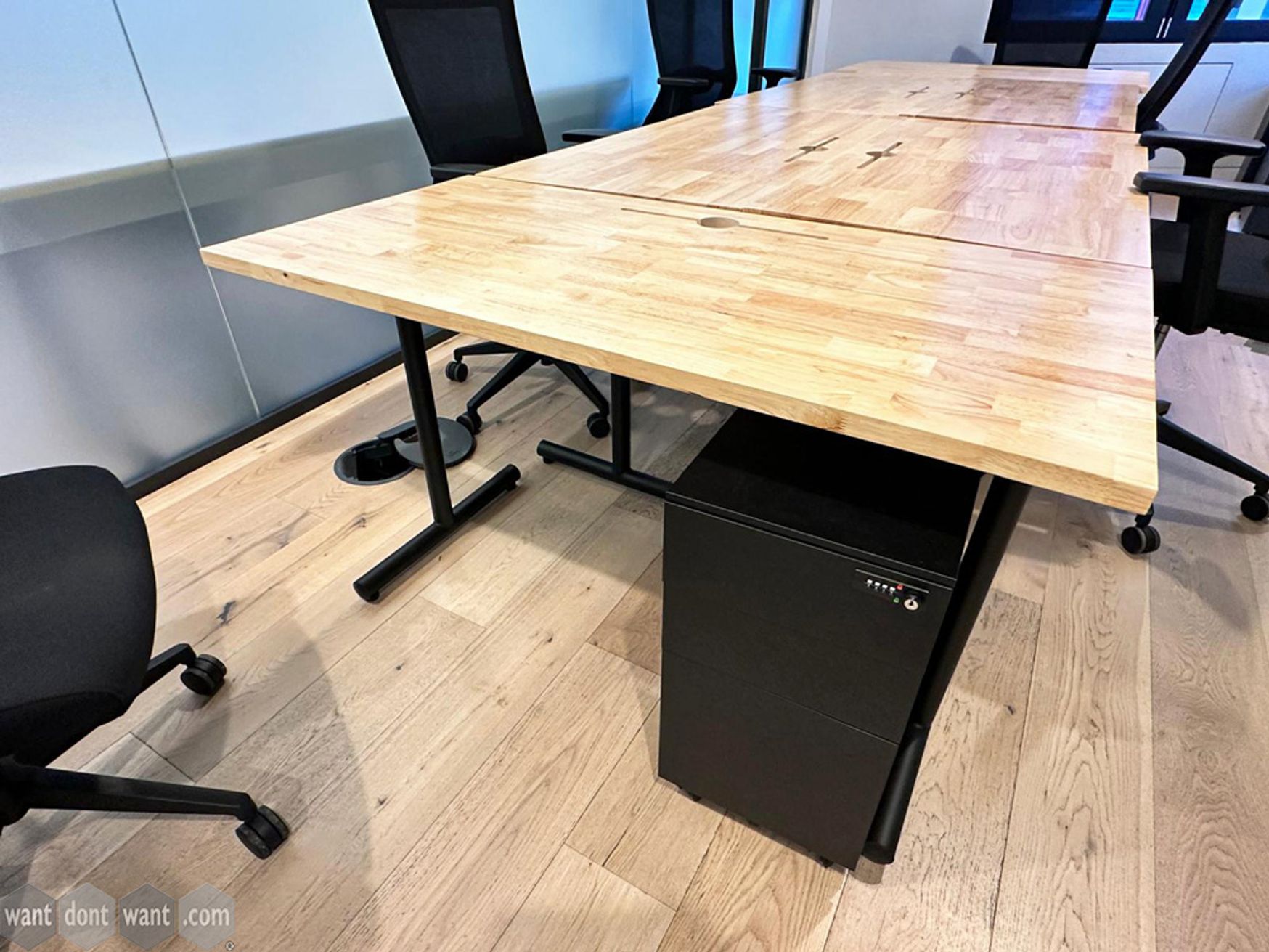 Used 1220mm desk with timber top and T-leg frame