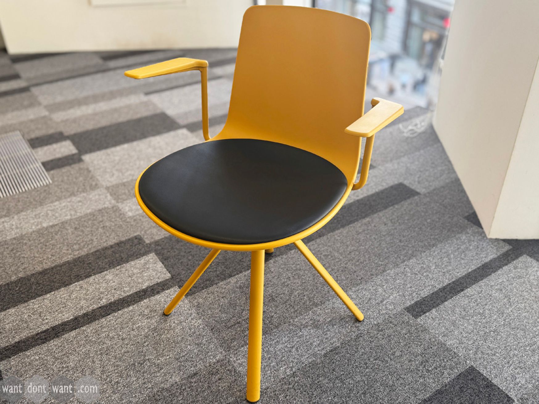 Used Rawside Mustard meeting room chairs with arms