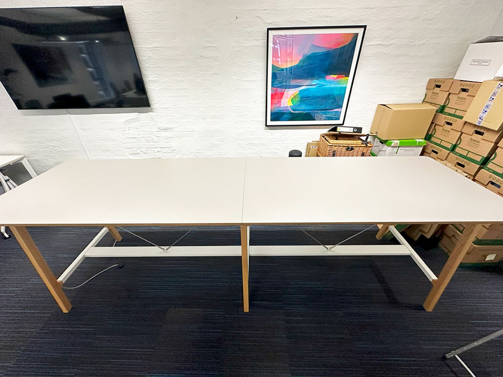 Used 3400mm Senator High Table with Grey Top and Inbuilt Power
