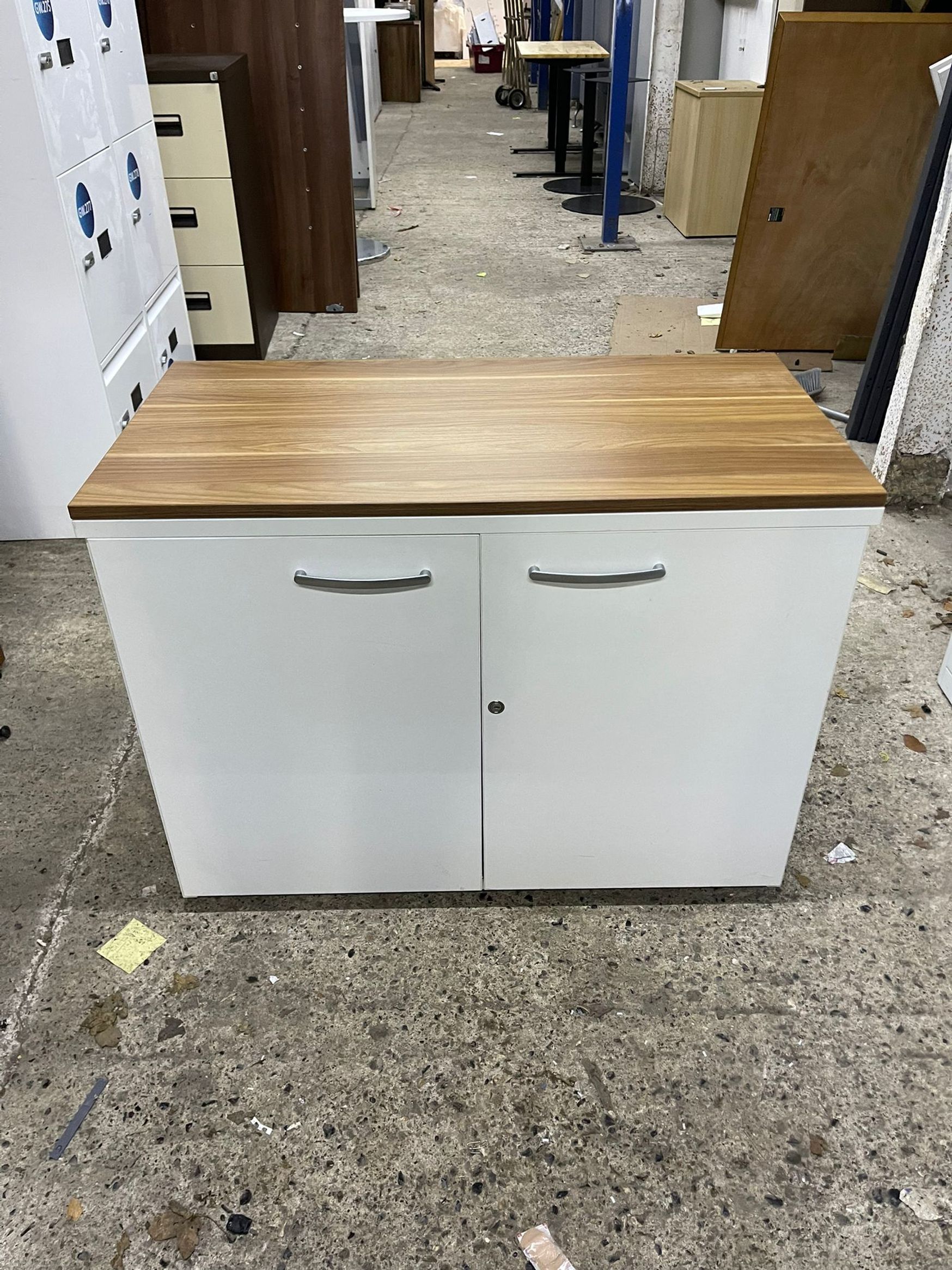 Want Dont Want.Com Second Hand Office Furniture Used Office Furniture Storage Credenzas Used 1000mm white double door credenza with walnut top