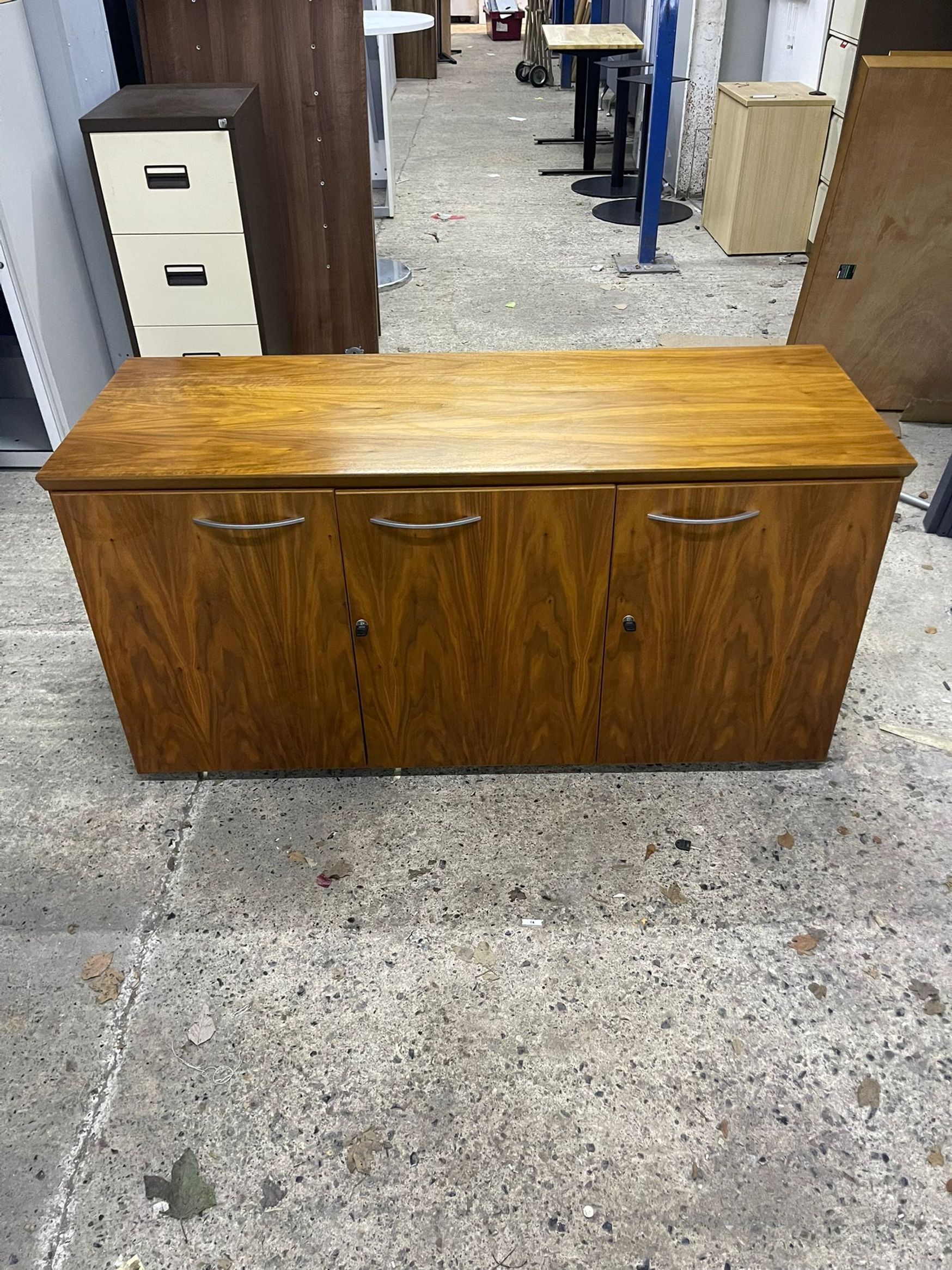 Used 1500mm walnut 3-door credenza