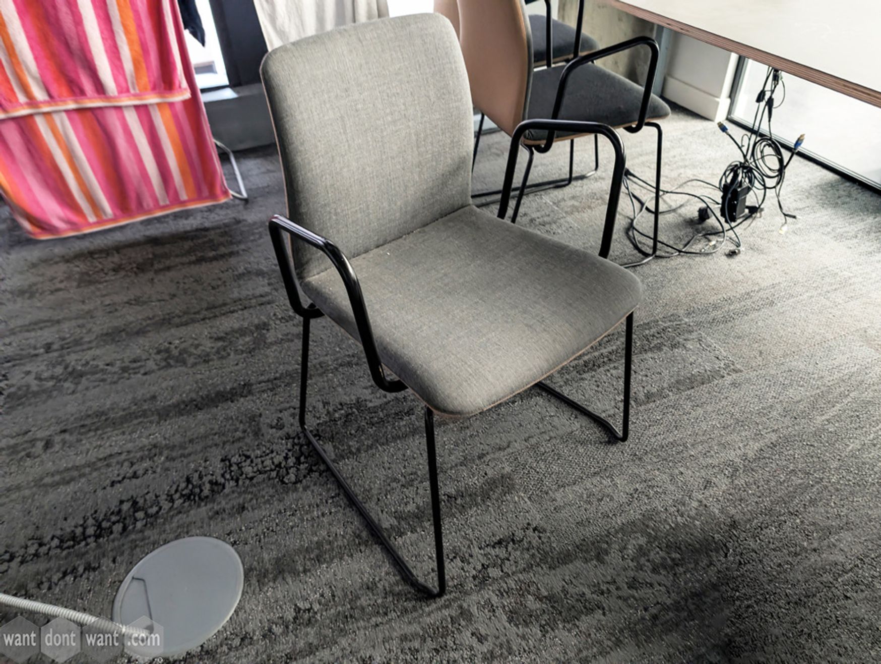 Used Boss Design Arran 2-tone meeting chair on black sled frame and arms