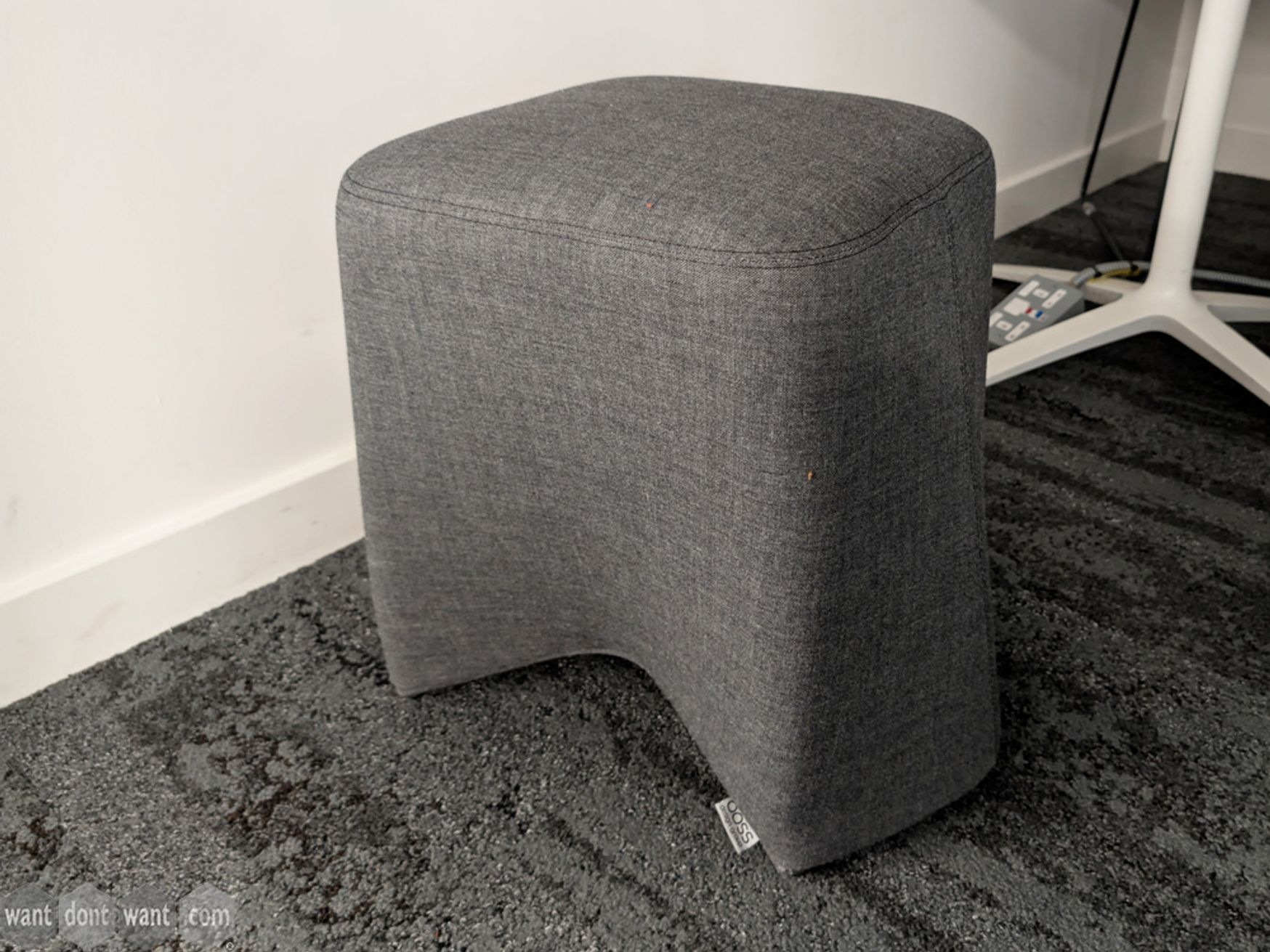 Used Boss Design 'Hoot' stool upholstered in a grey fabric