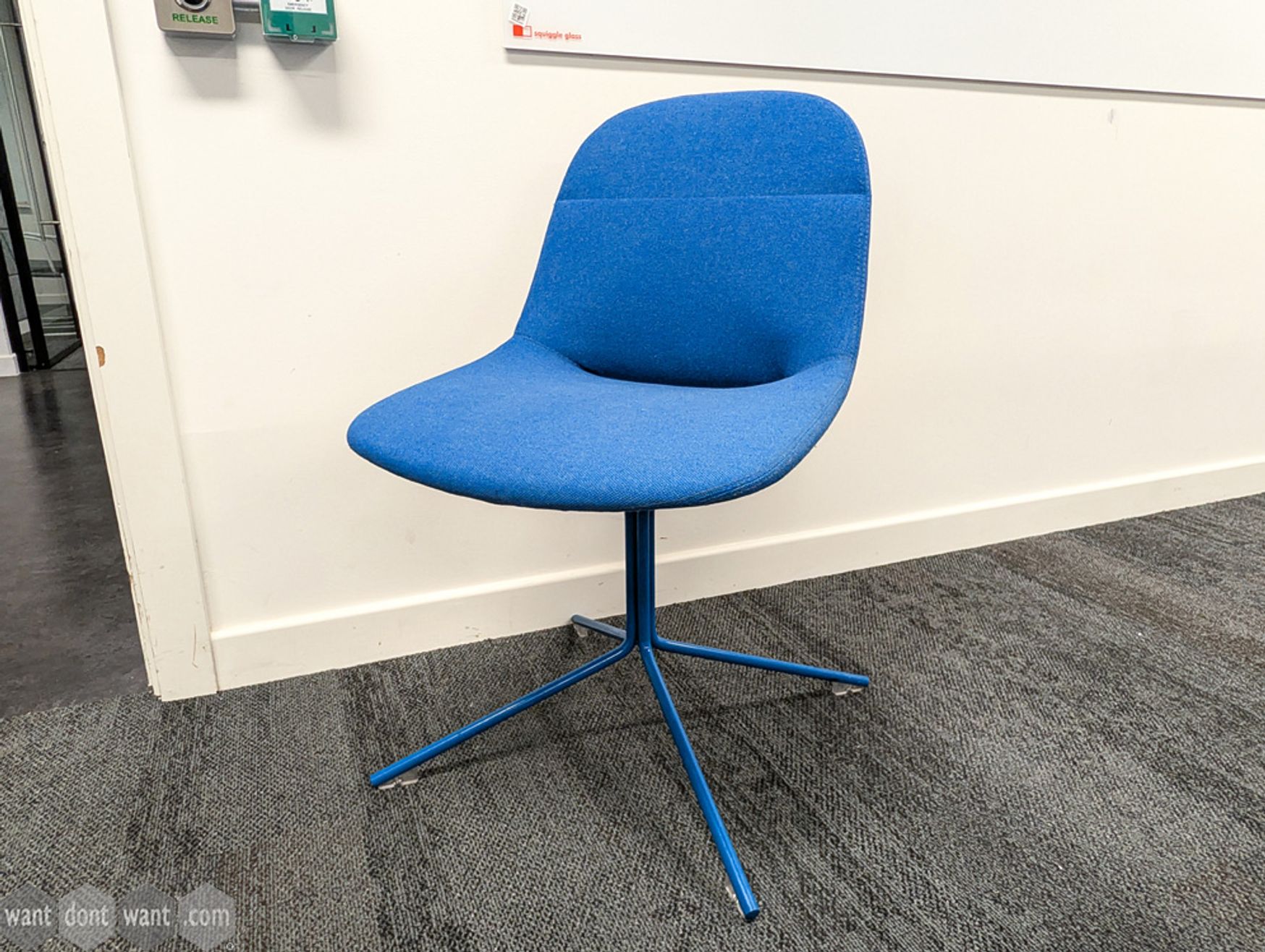 Used Artifort Beso side chair with blue upholstered seat 