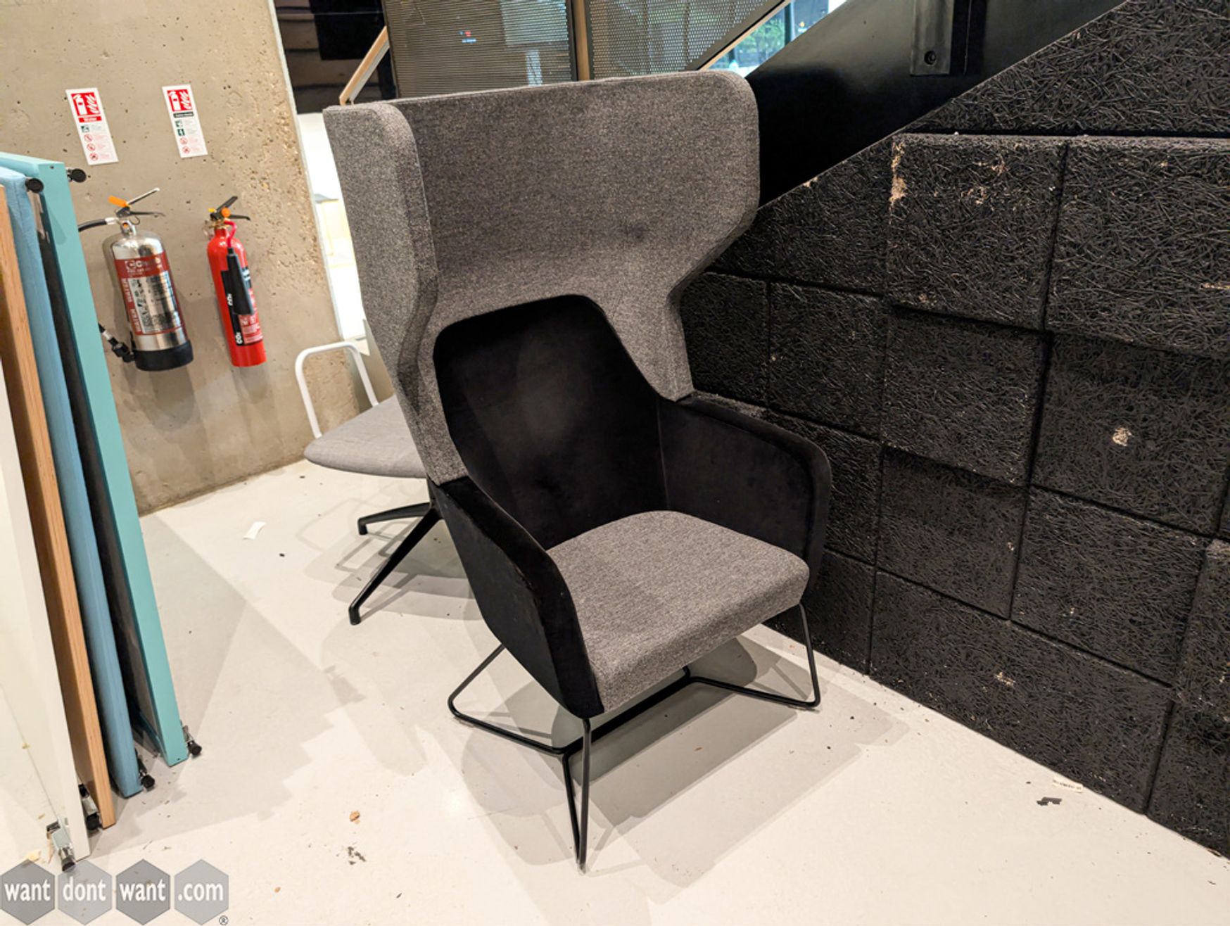Used Grey and black high back armchair 