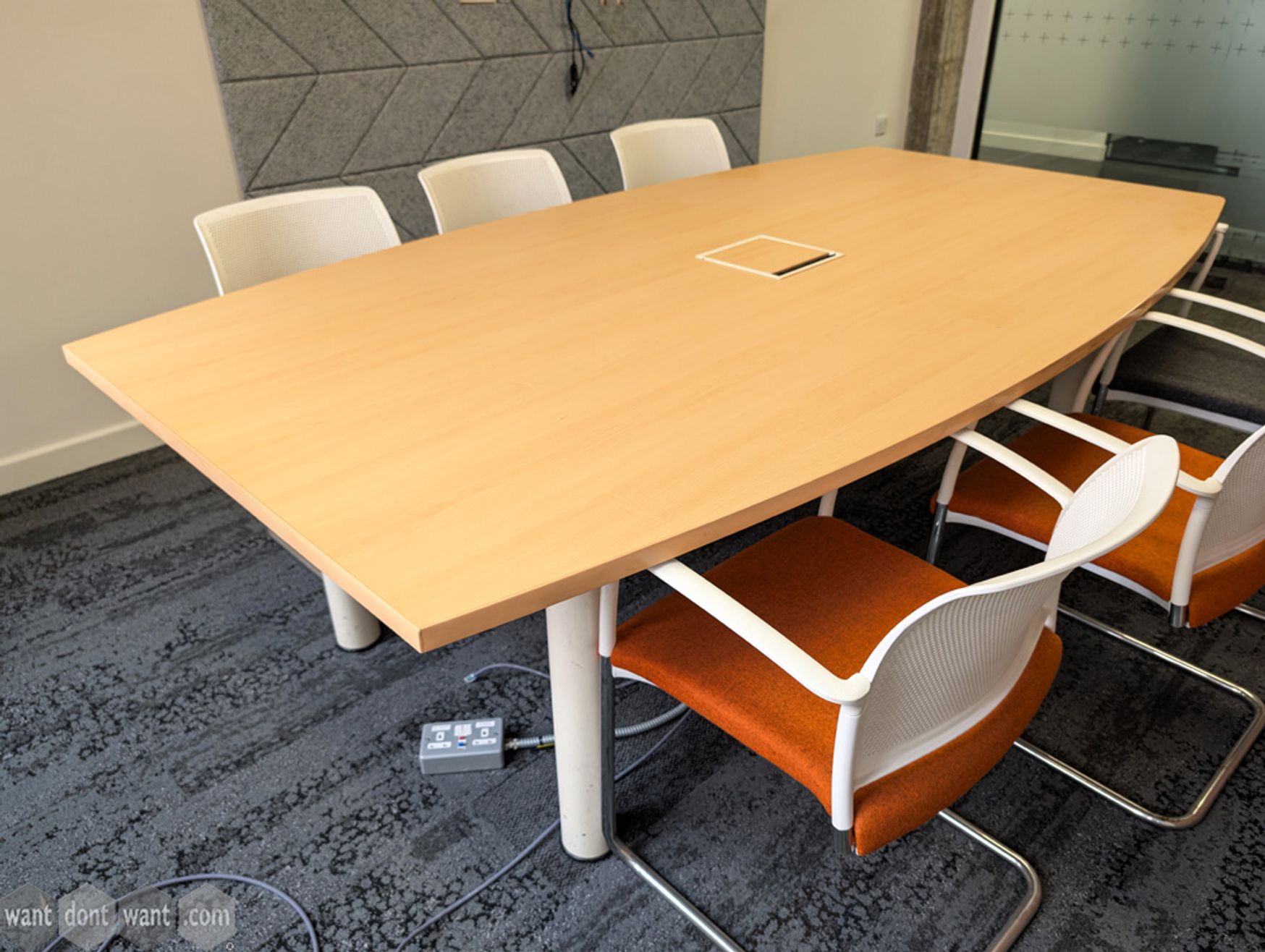 Used 2400mm meeting table with central port