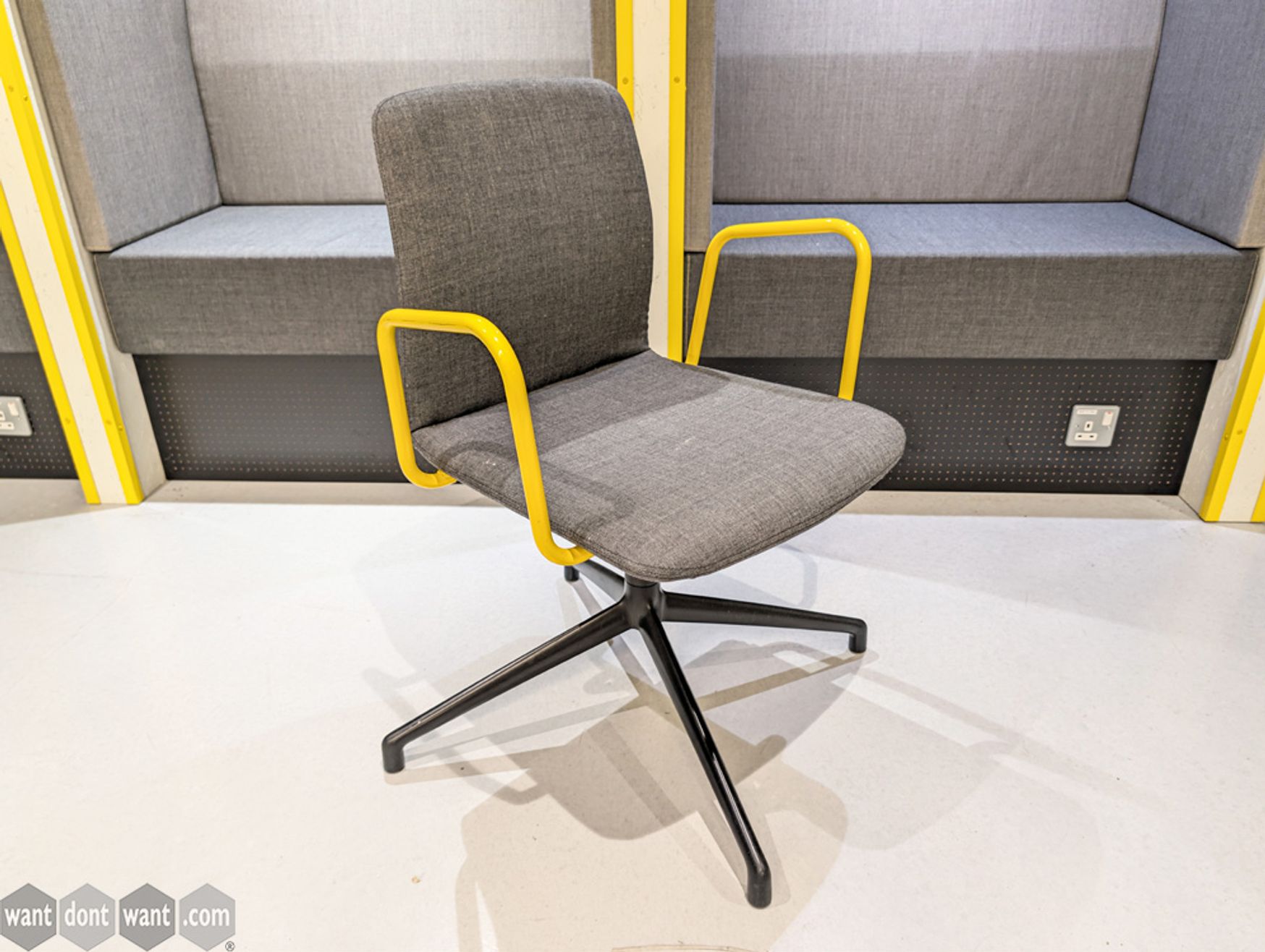 Used Boss Design grey upholstered chair with arms