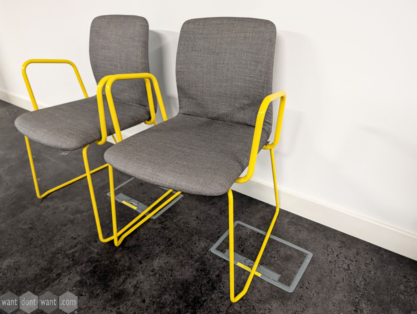 Used Boss Design Arran chair on yellow sled frame