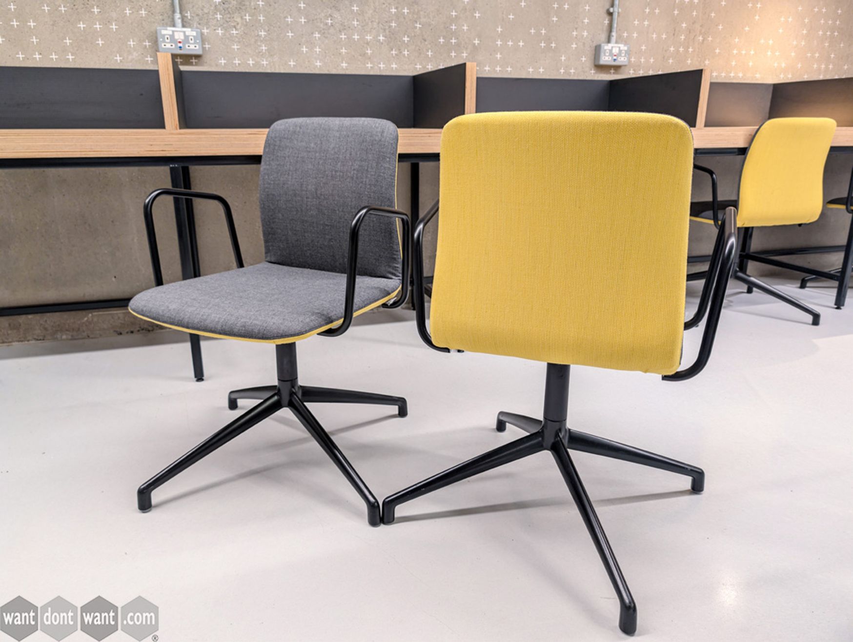 Used Boss Design grey/yellow upholstered chair