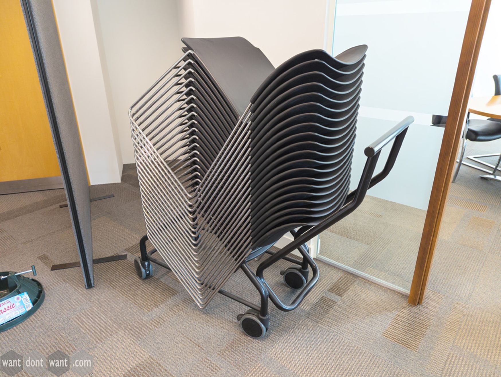 Used Senator stacking chairs and trolley