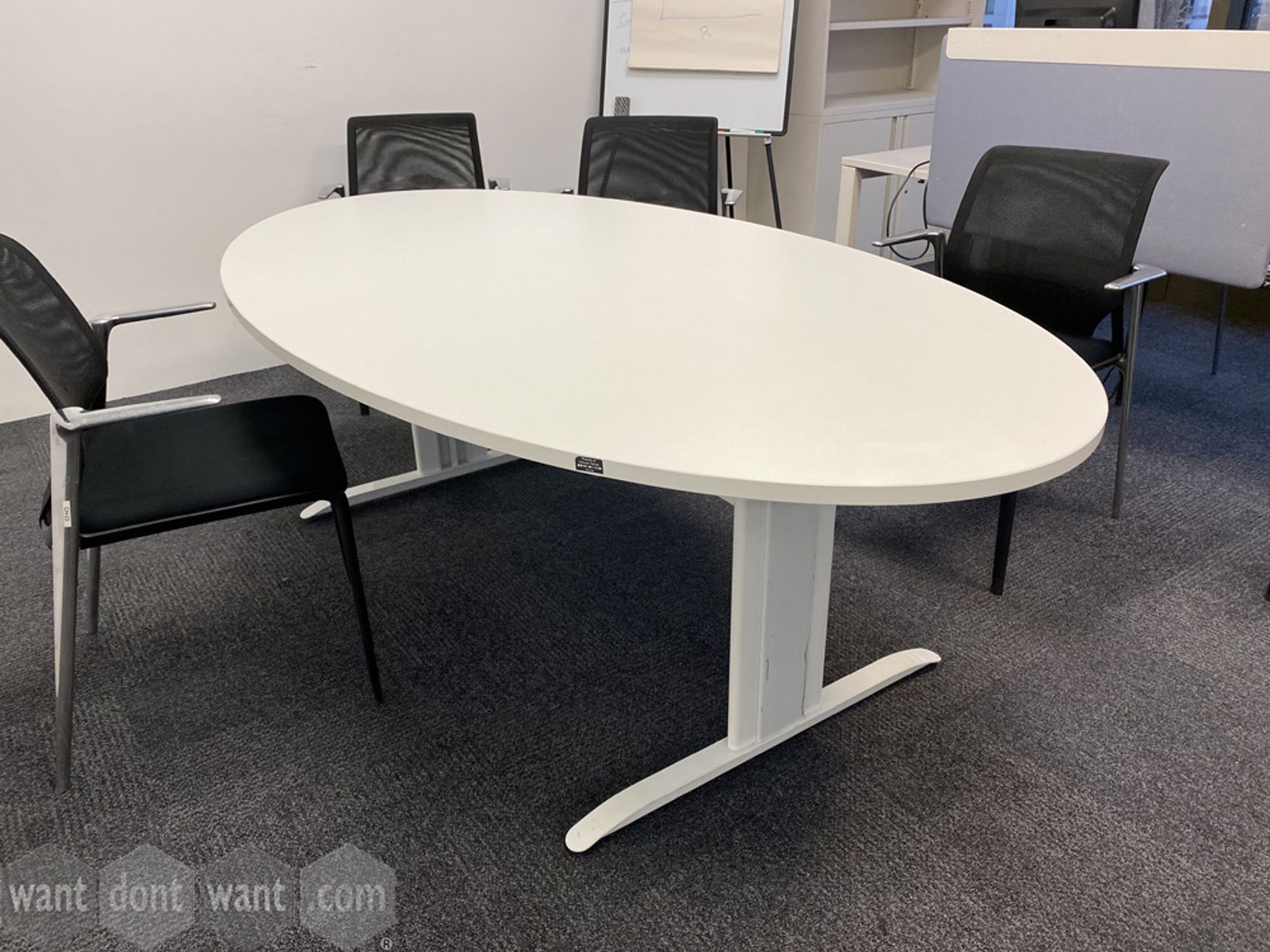 Want Dont Want.Com Second Hand Office Furniture Used Office Furniture Tables Boardroom Meeting Conference Used white oval meeting table with white metal legs