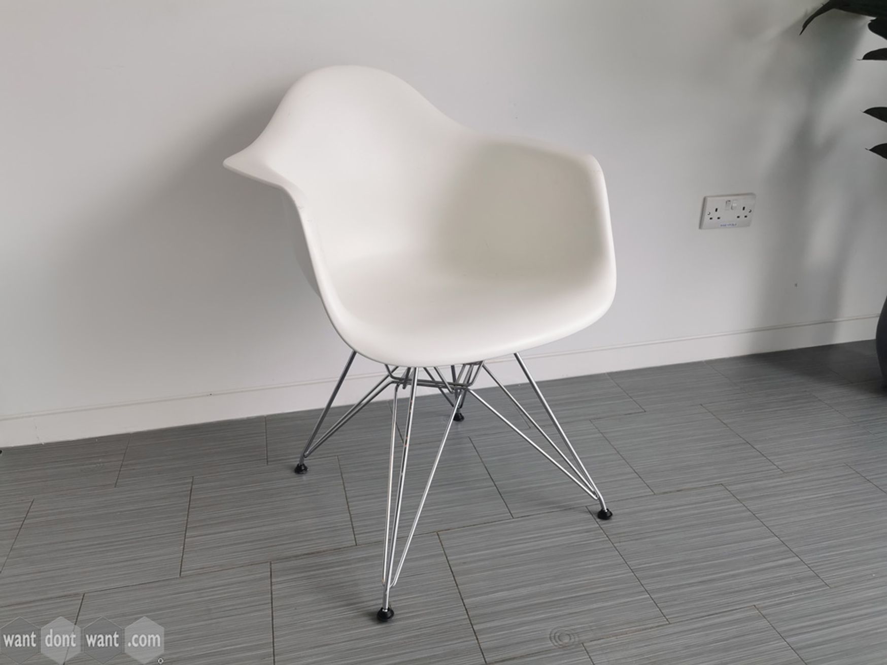 Used genuine Vitra/Eames DAR Chairs with white shell and chrome Eiffel base