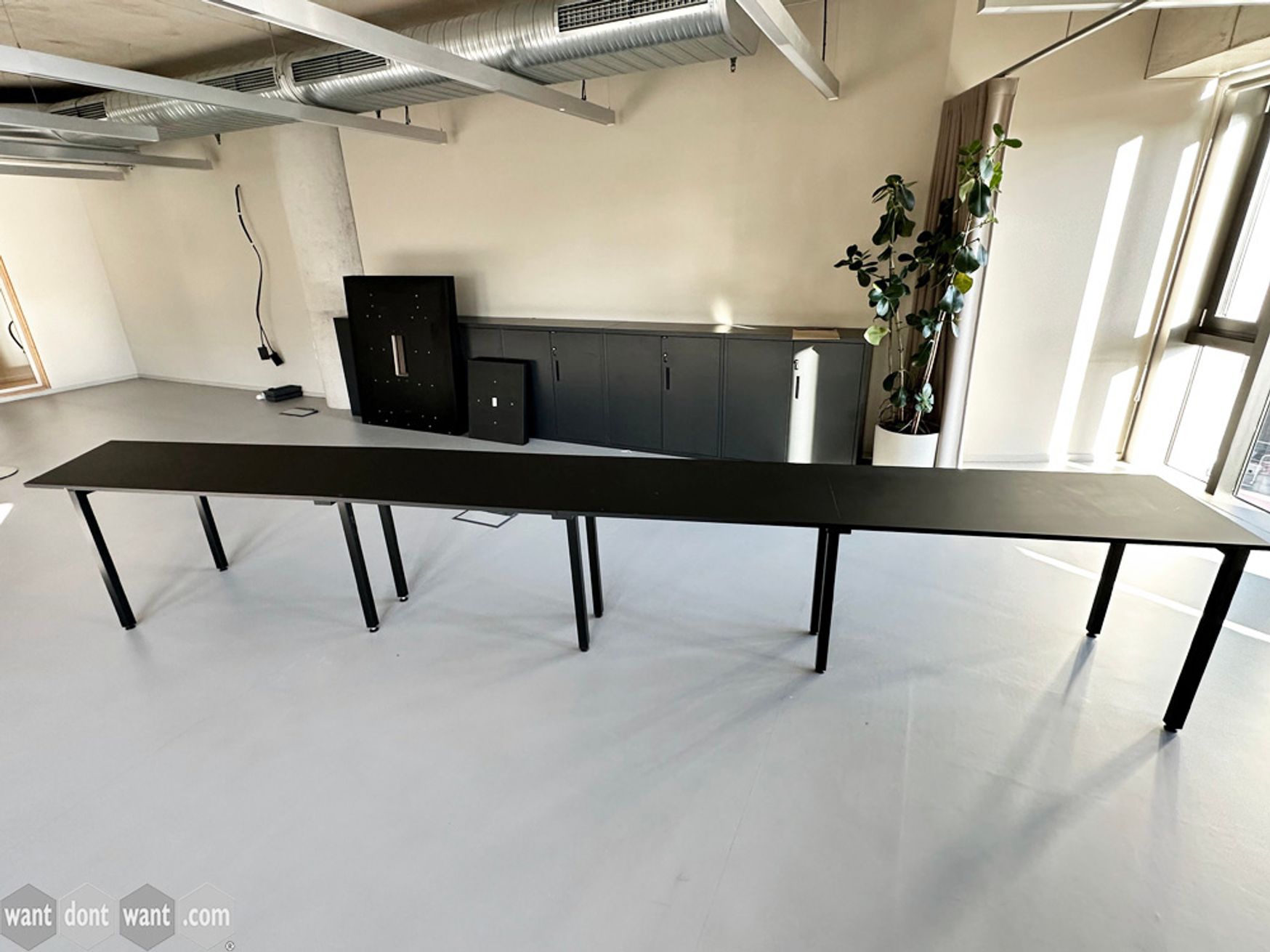 Used 4900mm Black Single Sided desk - not rectangular
