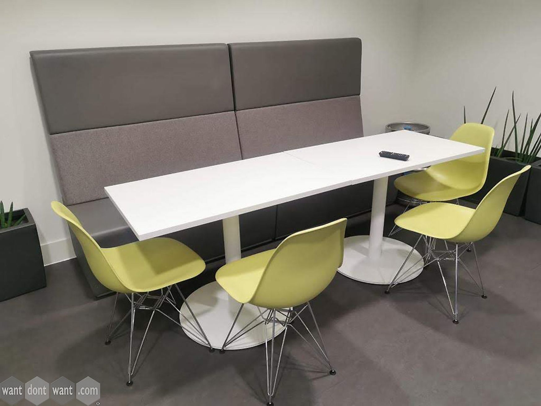 Used white table with column base 