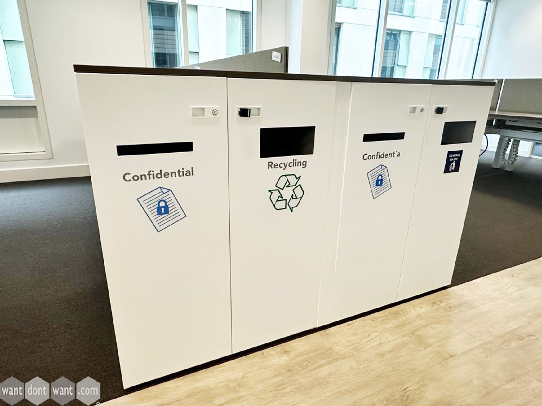 Used Knoll Recycling/General Waste and Confidential Waste Bins.