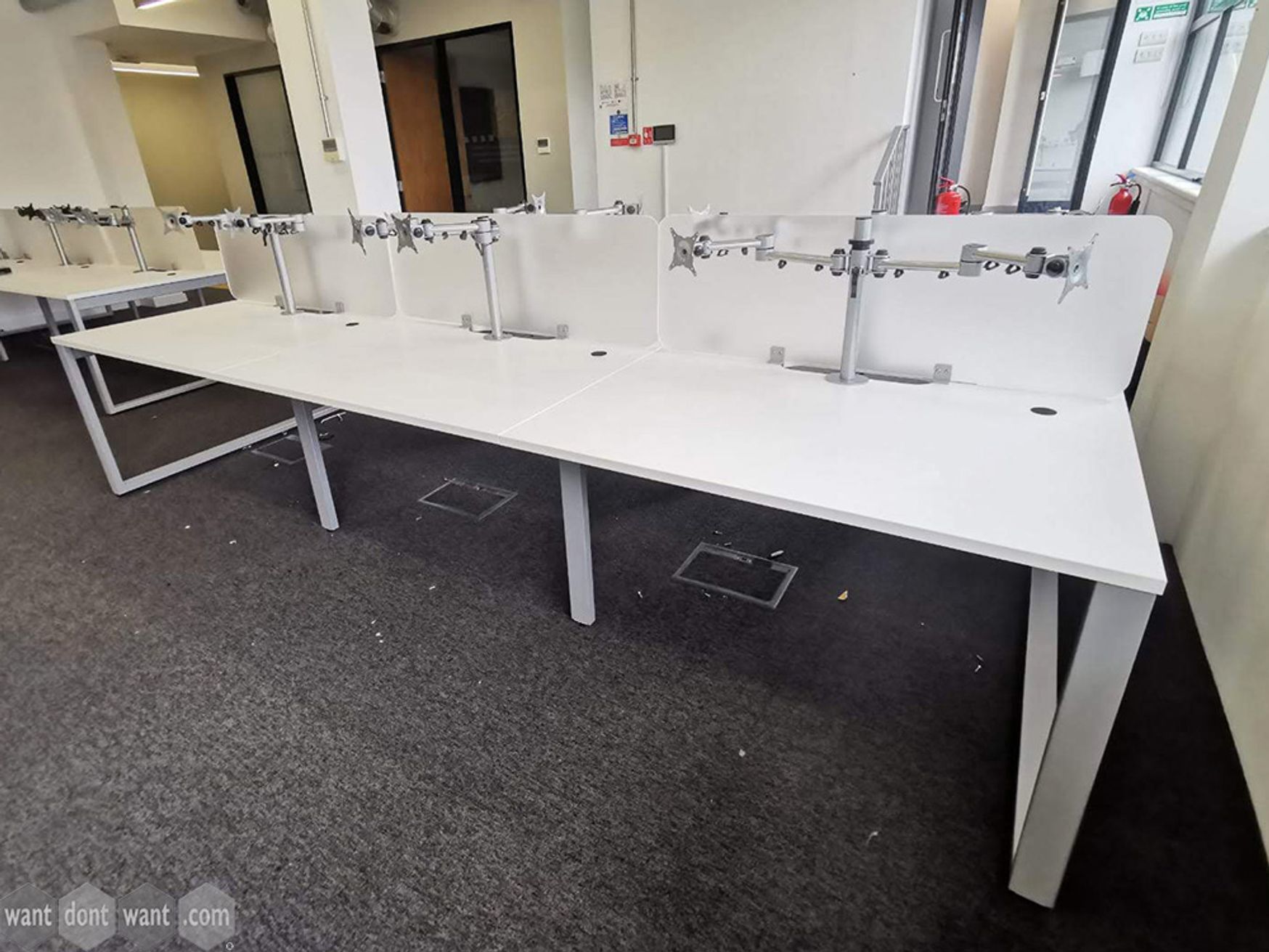 Used 1200mm White Bench Desks with Loop Legs