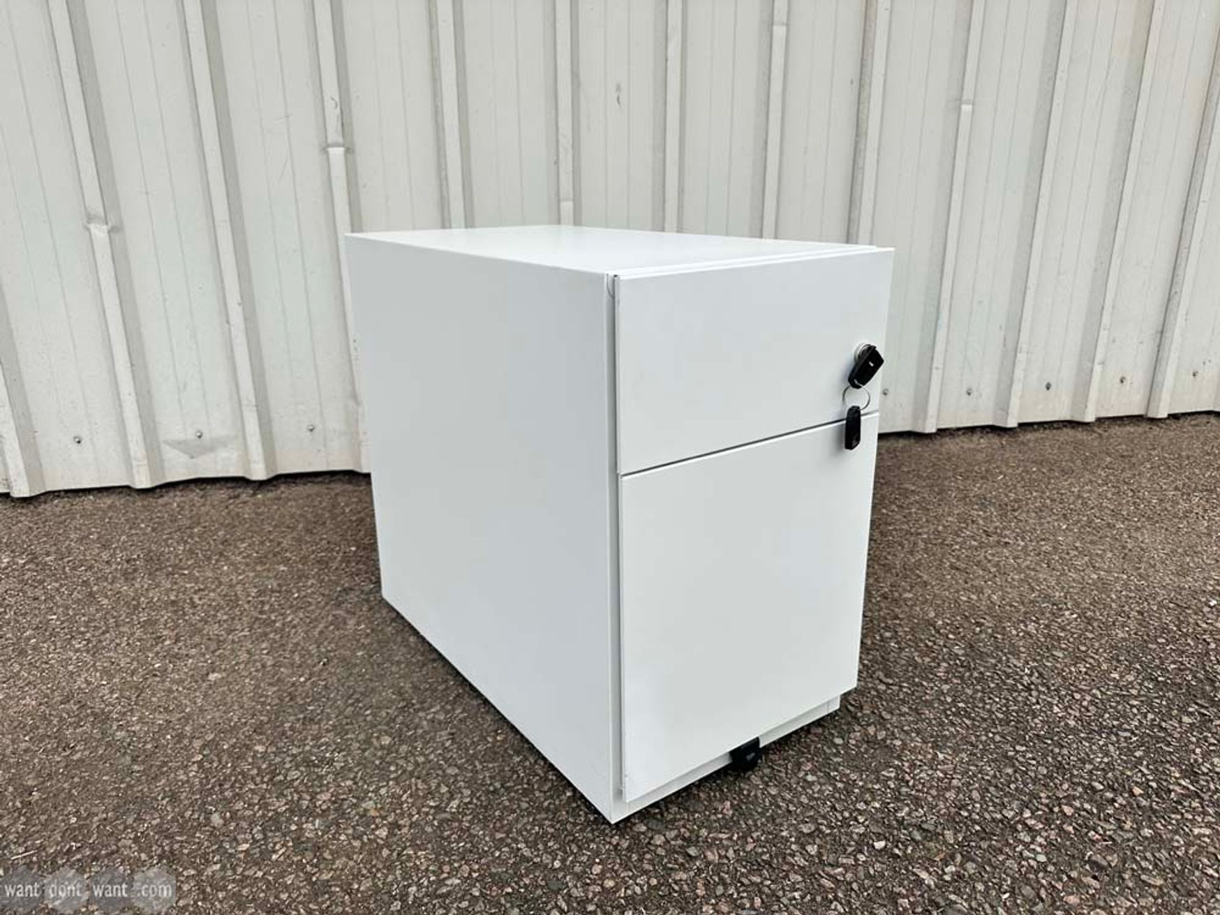 Used 2-drawer pedestals in white metal finish 