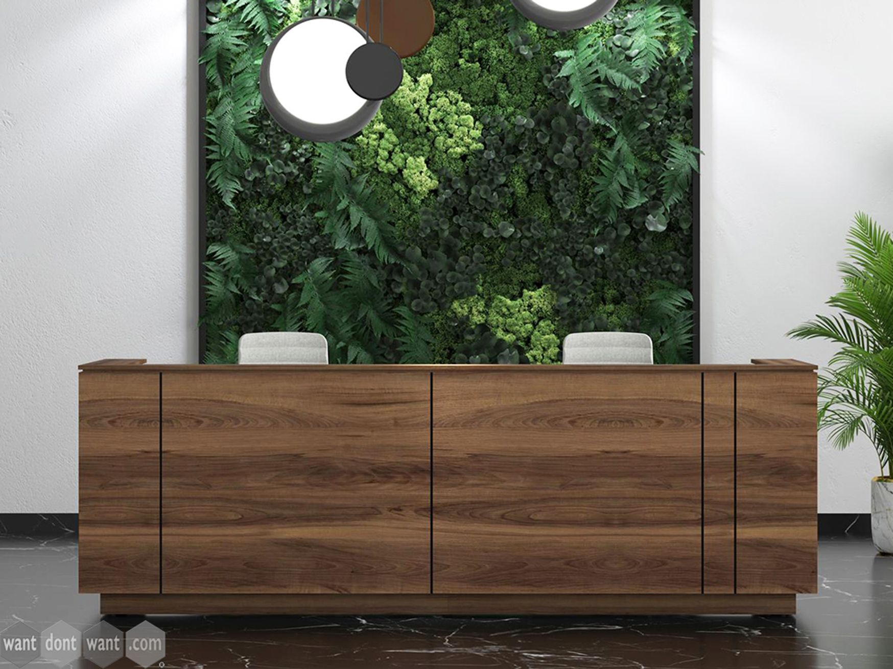 New 3214mm Reception Desk in Walnut Veneer