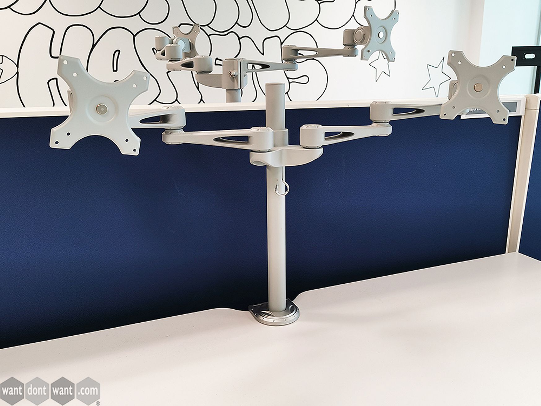 Used Grey/Silver Twin Monitor Arm with Desk Clamp