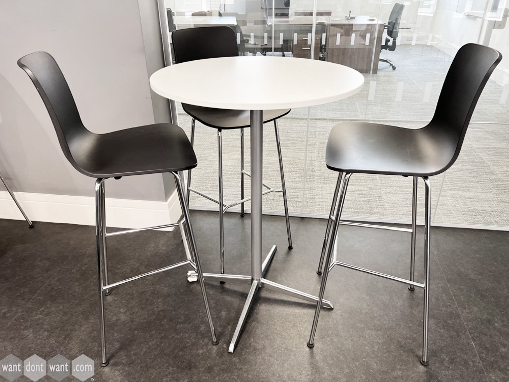 Want Dont Want.Com Second Hand Office Furniture Used Office Furniture Tables Breakout Cafe Coffee Side Used Poseur table with white top and silver base