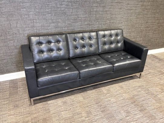 Used Florence Knoll style black sofa 