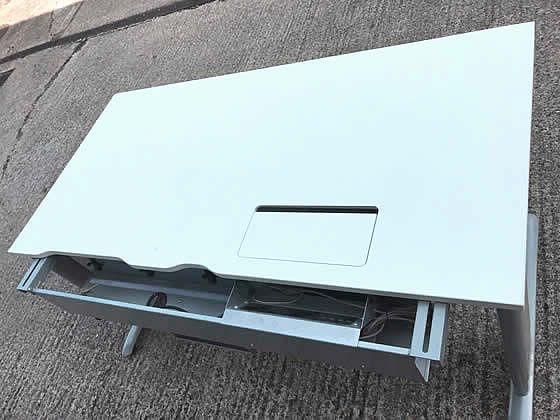 Further image of the White Single Freestanding Desks with Sliding Tops and Lift-Up Cable Ports shown in the previous image