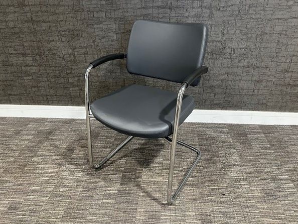 Used Boss grey leather cantilever chairs