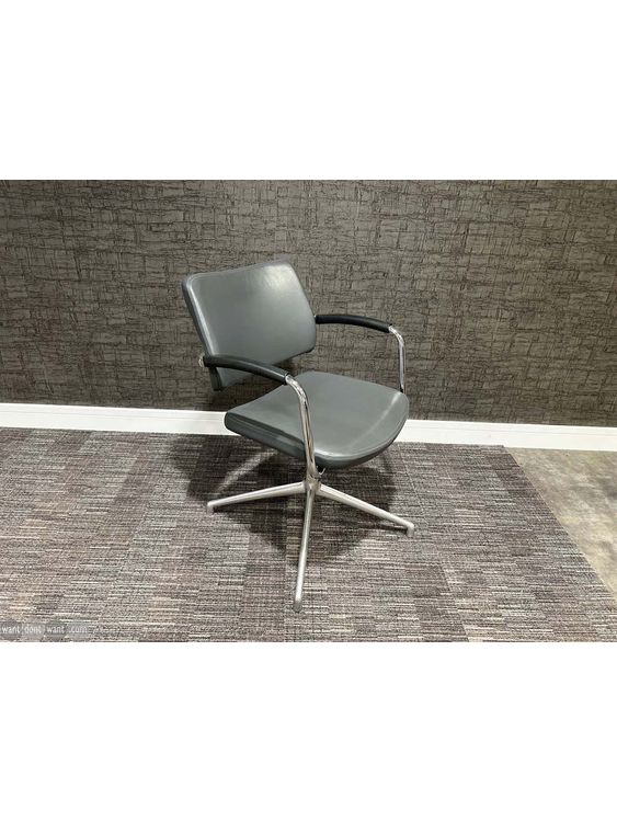 Used Boss Meeting Chairs Upholstered In Grey Leather