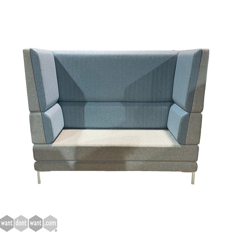 Used Ocee & Four 'Henray' sofa with blue upholstered front and grey back.