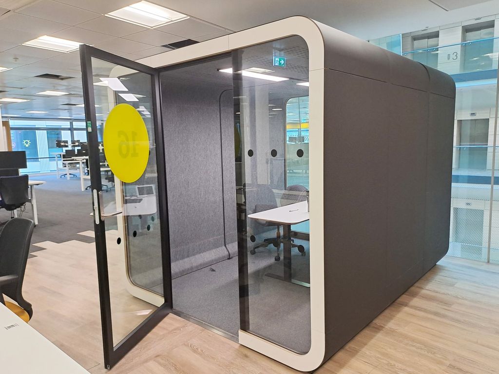 Used Framery 2Q Acoustic Meeting Booth with Table & Power