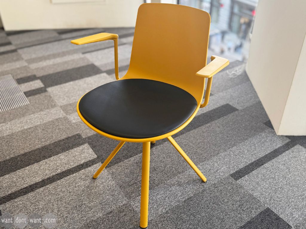 Used Rawside Mustard meeting room chairs with arms