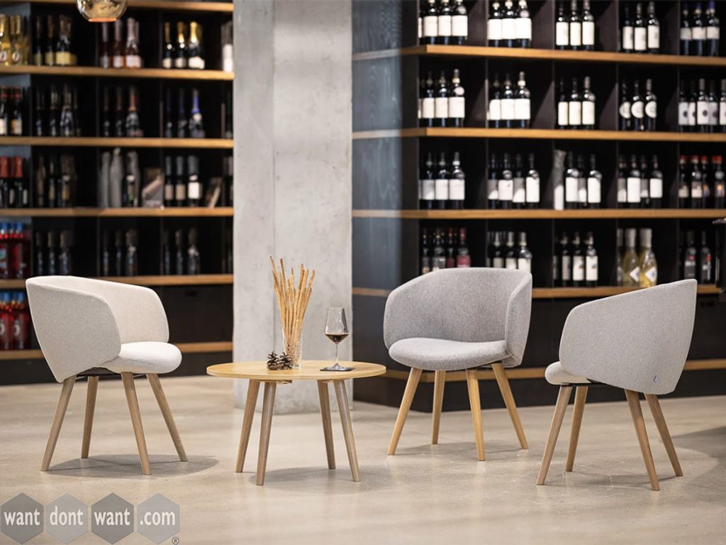 New armchair with solid oak base