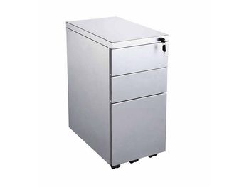 Brand new slim silver 3-drawer locking mobile pedestals from stock - fantastic price!
