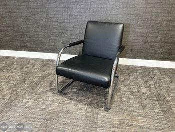 Used Vitra black leather lounge chair