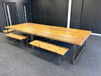 Used 1940mm Rawside sold wood table and bench set