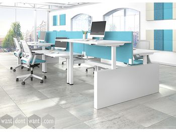 Electric Back-To-Back Sit/Stand Height Adjustable Desks with Panel End