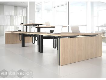Electric Back-To-Back Sit/Stand Height Adjustable Desks with Panel End