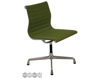 Refurbished Vitra Eames Aluminium Group EA 107 Chair in Forest Green Hopsack