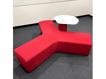 Refurbished Orangebox Away from the Desk Tri-Seat with Upholstered Oval Base with Integrated Work Top