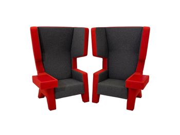 Refurbished Ear 001 Chair by Prooff in Two-Tone Upholstery (Grey/Red)