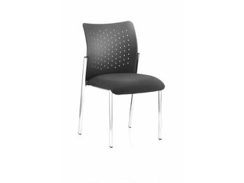 Modern stacking chair with perforated contoured lack and chrome legs