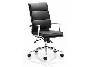 Classic design executive chair in soft bonded leather with aluminium armrests and base
