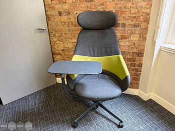 Used Senator Tablet chair in dark grey and light green