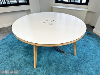Used 1500mm James Burleigh circular meeting table with maple edge