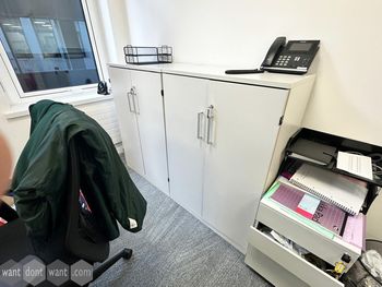 Used 800mm white mid-height double door cupboard